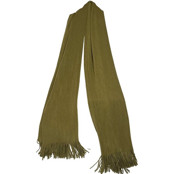 Olive Green Layers By Lizden Acrylic Fringe Wrap Scarf 90 x 24 - Picture 4 of 14